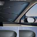 Windshield Sun Shade Umbrella for Dodge Ram 2500/3500 2019-2025 with 5 Inch Wide Sensor 2019-2025. Foldable Umbrella Sunshade with Silver Heat Shield to Keep Cool UDS