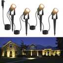 Outdoor Landscape Lighting Waterproof with 45.9FT Cable & built-in LED Light, Low Voltage 12W 1200LM Plug in Electric LED Spot Light 3000K Uplight with Transformer for Garden Yard Tree Path, Pack of 4