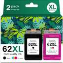62XL Ink Cartridges Replacement for HP Ink 62 62XL HP62 Black Color Cartridge Combo Pack Work for 5540 5542 5545 5640 5642 5660 5664 5665 7640 7645 8000 200 250 5740 5742 5743 5745 8040 Printers