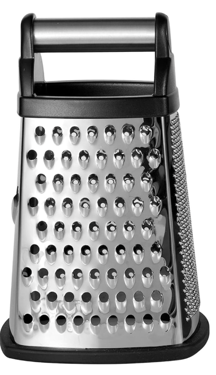 KitchenAid Gourmet 4-Sided Stainless Steel Box Grater for Fine, Medium and Coarse Grate, and Slicing, Dishwasher Safe, 10 inches tall, Black