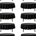 6-Pack Black Round Tablecloths, 90 Inches, Stain-Resistant Polyester for 4-5 Ft Round Tables - Washable Table Covers for Weddings, Banquets, Birthday Parties, Events