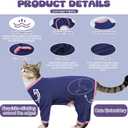 Cat Pajamas for Cats Only, Sticky Hair Cat Clothes, Sphynx Hairless Cats Sweater, Recovery Suit After Surgery, Prevent Lost Hair Kitten Onesie Shirts Costumes Outfits for Pet (Small, Blue)