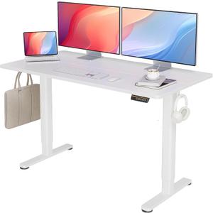 Seang Standing Desk with Adjustable Height, Electric Stand Up Desk 55x24 Inch for Home Office, Studio, Computer Workstation, White