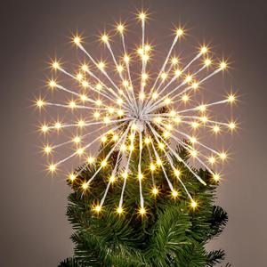 Twinkling Starburst Christmas Tree Star Topper Fairy Light 20 of 120 LED Lights Twinkle with Hook Hanging for Home Xmas Party Christmas Tree DIY Decor for Garden Yard Patio Path White