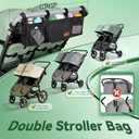 Guiseapue Double Stroller Organizer with 2 Insulated Cup Holders: Parent Console Double Jogging Stroller Accessories Fits for Baby Jogger City Mini GT2 and Jeep Double Stroller