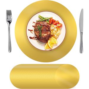SHACOS 50Pcs Round Gold Placemats, Paper Place Mats Disposable for Dining Table, Charger Plates Table Mat for Christmas Dinner Party Wedding Birthday Banquet Table Setting Decor, 13" Gold