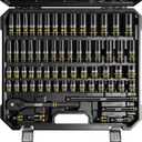 BOEN 1/2" Drive Impact Socket Set, 65-Piece Standard SAE (3/8" to 1-1/4") & Metric (10mm-24mm) Deep & Shallow Socket with Embossed Painted Marking, Includes Adapters, Ratchet Wrench, Extension Bars