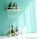 Mkono Wall Mounted Wine Rack Set of 2 White Wood Wine Bottle Glass Holder Floating Shelves with Stemware Hanger Modern Plants Photos Wine Display Storage Holder for Kitchen Dining Room Bar, 17 Inch