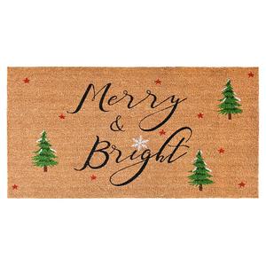Calloway Mills AZ105602436 Christmas Doormat, Merry & Bright, 24" x 36", Natural/Black