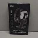 KDD Gaming Headphones Stand, Rotatable Headset Stand with Light Modes - Controller Holder with 2 USB Charging Ports and 3.5mm - Earphone Hanger Accessories for Desktop Gamer(Black)