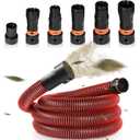10FT Vacuum Hose Extension with 6 Adapters, Fits 1-1/4" Hose, Universal Shop Vac Accessories, Multi-Size Connectors 0.9" to 1.75" for Wet Dry Vacuums (Check Compatibility Before Purchase)
