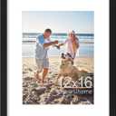 decorUhome 12x16 Picture Frame, Display 8.5x11 Certificate with Mat or 12x16 Poster without Mat, Wall Mounting Photo Frame, Black, 1 Pack