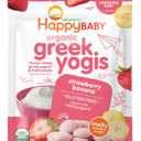 Happy Baby Organics Baby Snacks, Greek Yogis, Freeze Dried Yogurt & Fruit Snacks, Gluten Free Snack for Babies 9+ Months, Strawberry & Banana, 1 Ounce (EXP 03/12/27)