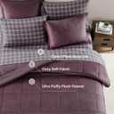 AMBERSPACE Plush Comforter Set Full Size Purple, Flannel Velvet Comforter Sets 7 Pieces Bed in a Bag, Soft Warm Winter Bedding Set with Sheets, Pillowcases & Shams
