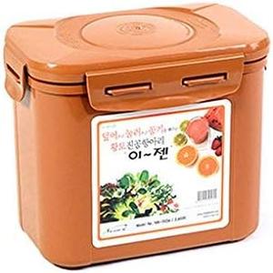 Premium Kimchi, Sauerkraut Container Probiotic Fermentation with Inner Vacuum Lid (Earthenware Brown, 0.45 gal/ 1.7L)