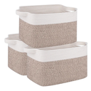 OIAHOMY 3 Pack Storage Baskets for Organizing, 13''X9.85''X8.7'' Storage Bins,Woven Basket with Handles, Toy Storage Bin,Stylish Room Decor Basket, white & Brown variegated