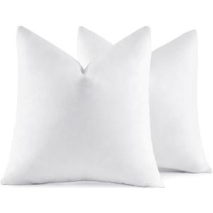 MIULEE 24x24 Euro Pillow Inserts, Set of 2 Down Feather Throw Pillows for Couch Sofa Bed, Decorative Fluffy Throw Pillow Inserts Cotton Fabric,White