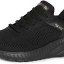 Skechers Women's Bobs Squad Chaos-Current Muse Hands Free Sneakers (10 Wide, Black/Black)