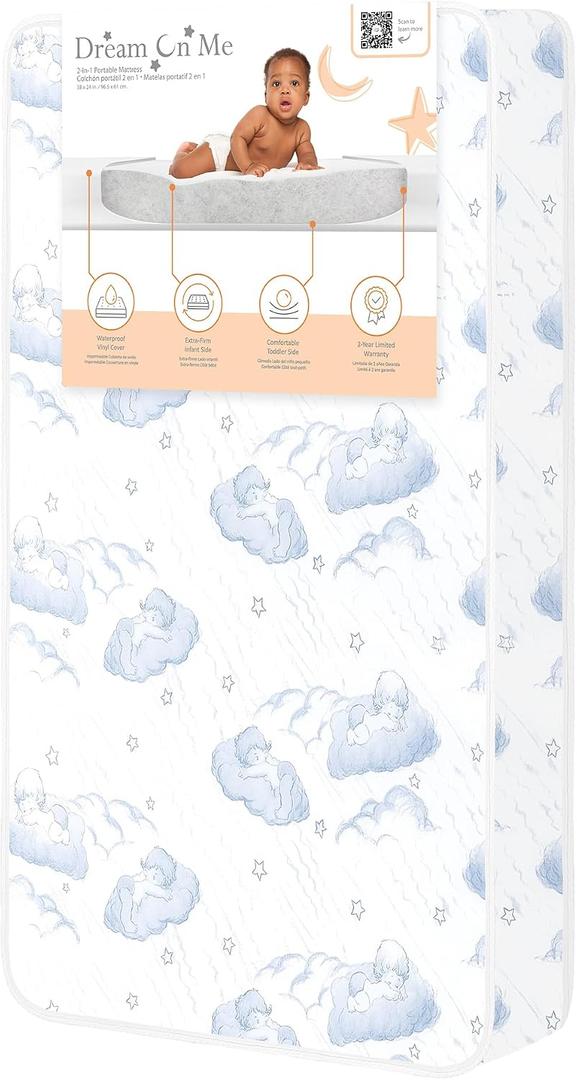 Dream On Me CloudNest 3-Inch Mini & Portable Crib Mattress, Made in USA