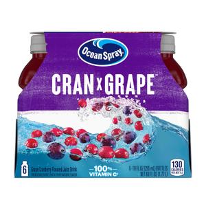 Ocean Spray Cran-Grape Cranberry Grape Juice Drinks, 10 Fl Oz Bottles, 6 Count (EXP 09/23/26)