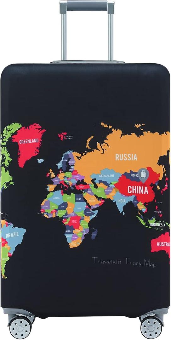 Travelkin Luggage Covers For Suitcase Tsa Approved,Suitcase Cover Protector Fit 18-32 Inch Luggage (Map, M)