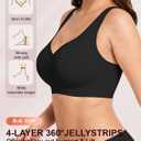 Soft Intention Jelly Wireless Bra Seamless Push Up Full Coverage Supportive Everyday Sport T-Shirt Bra Regular & Plus Size (Black, L)