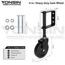 4" Heavy Duty Spring Loaded Gate Caster, Drag Gate Wheels with 360° Swivel for Wooden Gate Fence, Metal Tube Gate, Anti Sag Gate Kit, 200 Lbs Capacity, 1 Pac, Black