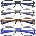 Anti Reflective Coating Reading Glasses(Flexible and Lightweight) Plastic Readers 1.25, Pack of 4