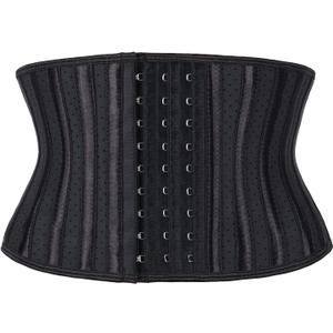 Atbuty Super Short Torso Waist Trainers Cincher Corset Tummy Shaper Slimming Latex Girdle (XX-Small, Black (7'' Torso, Breathable, 25 Bones))