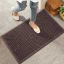 HIYARD Sturdy Front Door Mat, Absorbent Muddy Dirt Resist Welcome Door Mats Outdoor Indoor, Stain and Fade Resistant, Non-Slip Backing Entry Mat Low Profile Doormat for Entryway, 2917, Coffee (1'5" x 2'5" (Rectangular))