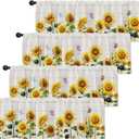 Emvency 4 Pack Valances Window Treatments, Farmhouse Sunflower Spring Summer Butterfly Blackout Adjustable for Living Room Bathroom Bedroom Kitchen Over Sink, 18x52 Inch Rod Pocket Valances