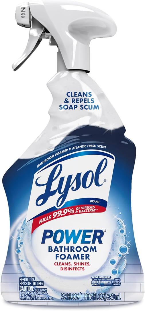 Lysol Power Foaming Bathroom Cleaner, Multipurpose Cleaner For Showers, Bathtubs, Sinks, Disinfectant Spray Kills 99.9% Of Germs, Zero Bleach Cleaning Spray, 32 Oz. 5 pack