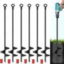 18 inch Ground Anchors Srew in Heavy Duty, Earth Shed Anchor Kit, Trampoline Stake Hook for Dirt, Swing Sets, Playset, Tent, Canopy, Carport, Mobile Home Tie Down, 6 Pack (Black)