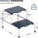 Two Step Stool for Adults, Heavy Duty Stepping Stool with Non-Slip Rubber Feet Metal Stool for Bedroom Kitchen Bed Steps for High Beds, 330 Lbs Capacity