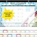 GuassLee Desk Calendar 2026-2027, Desktop Calendar Monthly Pages 17" x 11.5" Runs from Jan.2026 to Jun. 2027-18 Monthly Hanging Calendar with Corner Protectors for School, Home and Office (Jan Deep Blue)