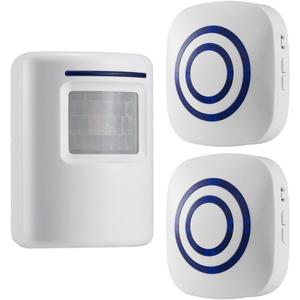Wireless Driveway Alert : Infrared Motion Sensor Door Bell Alarm Chime with 2 Receiver and 1 Sensor - 38 Chime Tunes - LED Indicators Home Cordless Ding Dong Sound Doorbell (1-2)