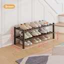 Bamboo Shoe Rack Organizer for Closet and Entryway - Space-Saving Narrow Shoe Stand - Versatile Shoe Holder for Door or Closet Shelf,Garage Bedroom can Freely Stack DIY Small Shoe Racks 2Tier Brown
