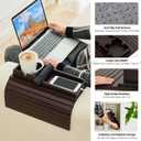 GEHE Detachable Couch Cup Holder, Anti Falling Sofa Arm Tray, Natural Bamboo Sofa Cup Holder More Safe for You Family, Portable Couch Arm Tray Armrest Table for Remote, Snacks, Phone, Drinks
