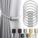 6 Pack Grey Strong Magnetic Curtain Tiebacks Outdoor Elegant Decorative Tie Backs Modern Rope Tiebacks for Drapes Window Curtain Holdbacks for Draperies