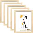 LUCKYLIFE 8x10 Picture Frame Solid Natural Wood, Display 5x7 photo with Mat or 8x10 without Mat for Wall Hanging and Tabletop, Set of 5