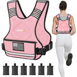 Adjustable Weighted Vest, 20-32lb Vest with 6 Ironsand Weights and Large Pocket, Weight Vest for Men Women Strength Training, Running, Walking