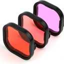 Underwater Camera Dive Filters for GoPro Hero 8,9,10,11, 12 and 13 Black Protective Housing Lens Cover in Red, Light Red, and Magenta, Professional Color Correcting Photography Acces,Sory