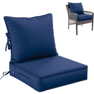Premium Outdoor Seat Cushion Chair Cushions for Patio Furniture 19 L X 19 W X 4 H Waterproof & Fade Resistant Deep Seat and Backrest Cushion Set with Removable Covers for Chair, Sofa