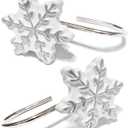 CHICTIE Christmas Shower Curtain Hooks,Snowflakes Decorative Shower Rings for Bathroom Shower Curtains Rods, Set of 12 (Silver Snowflowers)