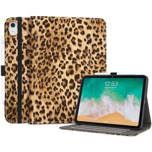 Lokigo Case for Leopard iPad (A16) 11th Generation 11" 2025, iPad 10th Generation 10.9" 2022, Build with Pencil Holder/Hand Strap/Pocket, Shockproof iPadA16 Stand Cover, Auto Wake/Sleep, Brown Cheetah
