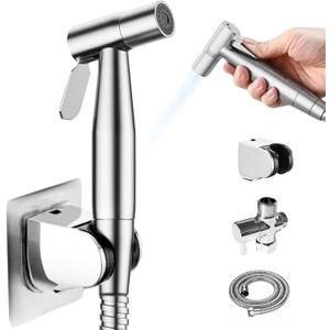 Handheld Bidet Sprayer for Toilet - Adjustable Toilet Hose Sprayer with 2 Wall Mounts - Stainless Steel Jet Spray Muslim Shower - Hand Held Bidet Bathroom Hose - Leak-Proof & Easy to Install