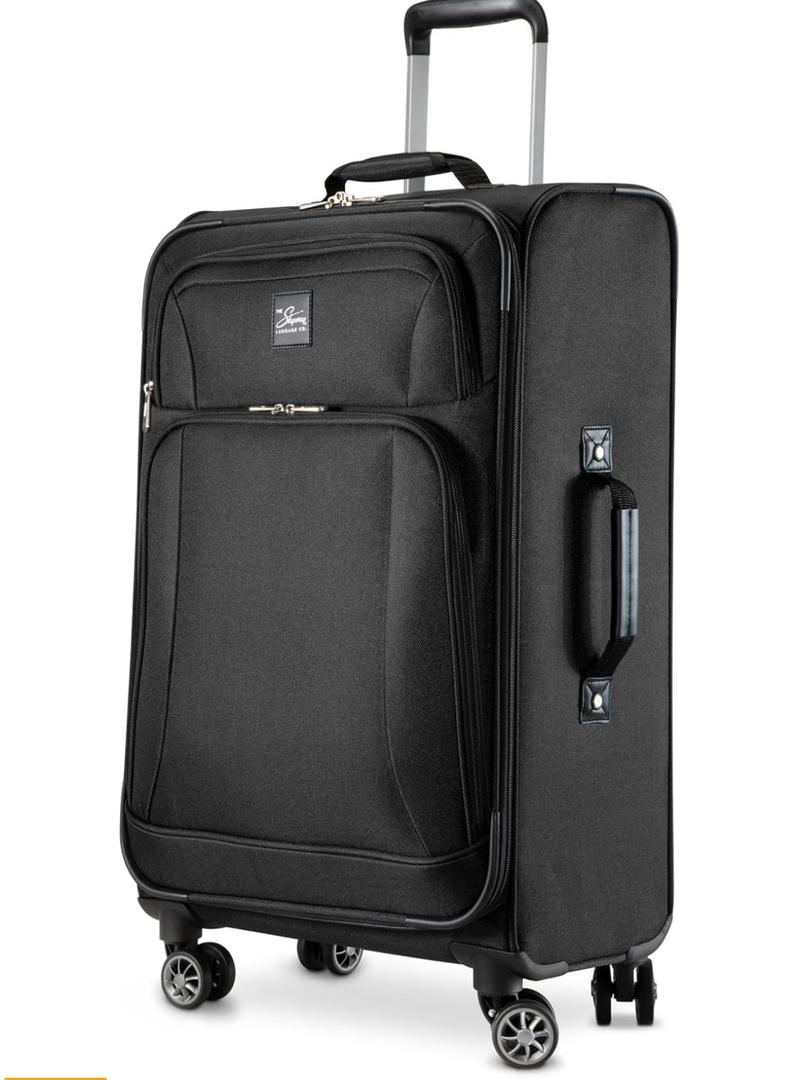 Skyway Epic Softside Medium Checked Luggage - Lightweight Suitcase with Wheels | TSA Approved Travel Bag | Spinner Suitcase | Large Luggage Set with Telescoping Handle, 24 inch, Black