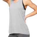 Mippo Workout Tops for Women Yoga Shirts Athletic Tank Gym Clothes | Racerback, Loose Fit, Sleeveless, Long Tank, Exercise Running Shirts, Tennis Top, and Casual Wear (Gray, L)