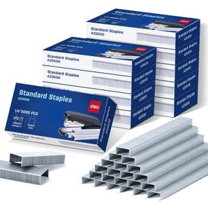 Deli Staples, 50000 Staples, Standard Staples for Desktop Staplers, 1/4'' Length, 210/Strip, 10 Boxes of 5000 Each