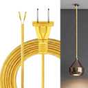 Saysurey Lamp Cord with End Plug Replacement Electric Lamp Wire Clear 18/2 SPT-1 Wire Stripped End Ready for Wiring Repair Part for Table Floor Lighting Fixture (15ft,Clear Gold)
